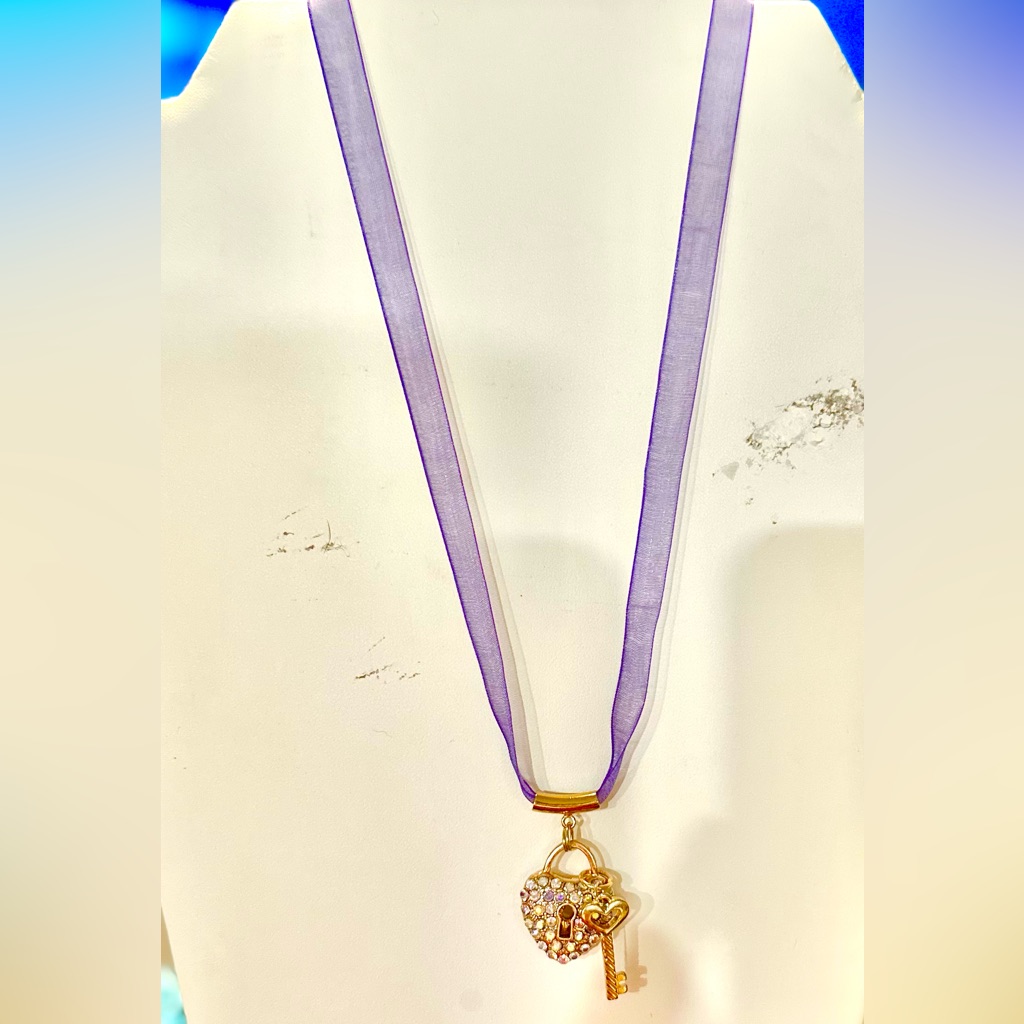 Elegant Purple And Gold Pendant Necklace 8$